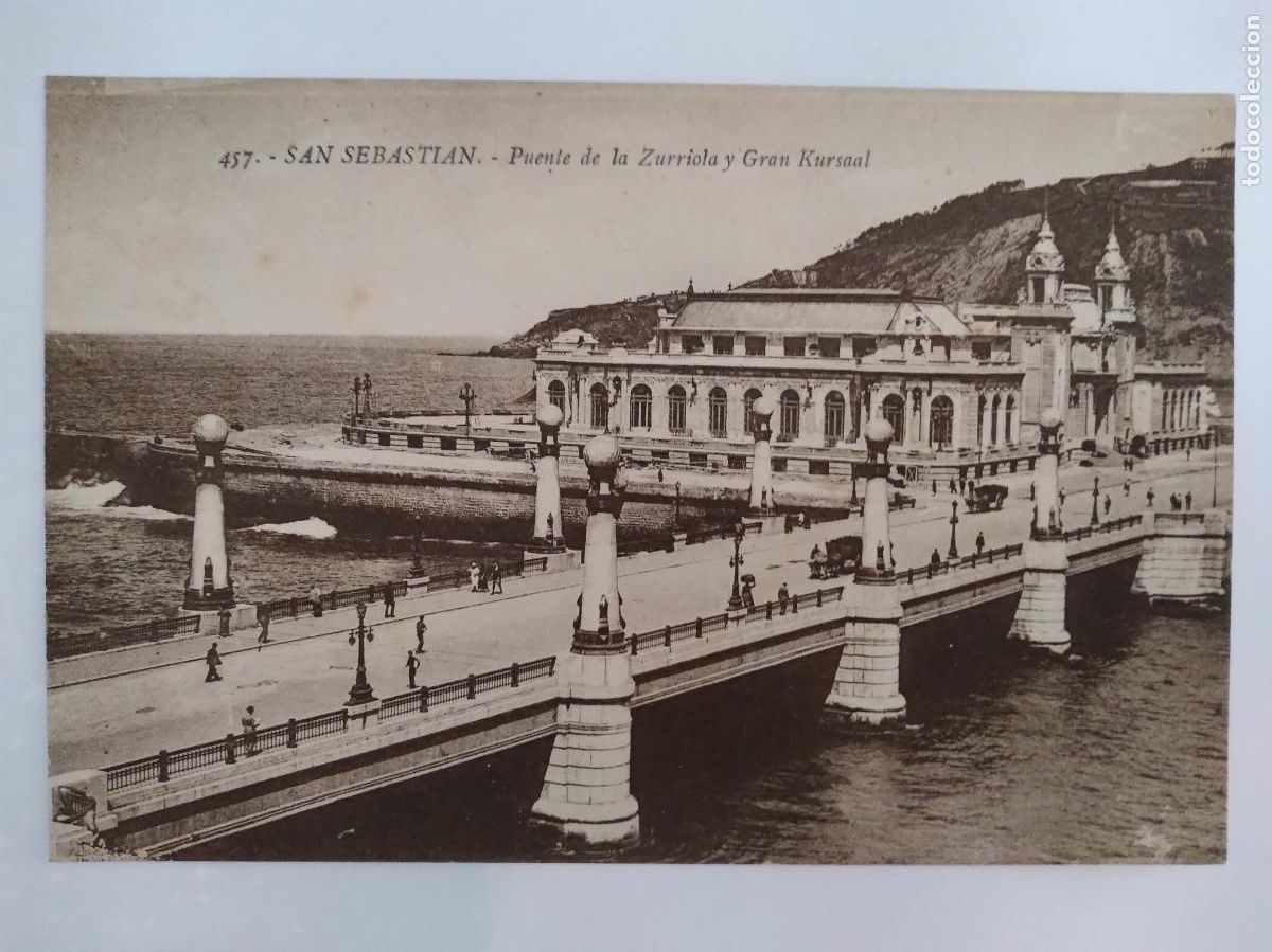 Postcards: ANTIGUA TARJETA POSTAL SAN SEBASTIAN PUENTE ZURRIOLA Y GRAN KURSAAL RV 803