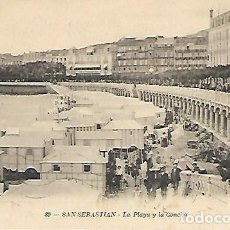 Postales: SAN SEBASTIÁN - Nº 89. LA PLAYA Y LA CONCHA - CIRCULADA - 1905