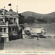 Postales: SAN SEBASTIÁN - 19. CASETA DE BAÑOS Y PALACIO REAL - SIN CIRCULAR