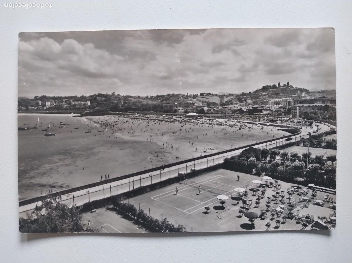 Postales: ANTIGUA POSTAL GUIPUZCOA SAN SEBASTIAN PLAYA DE ONDARRETA PISTA TENIS RV 838