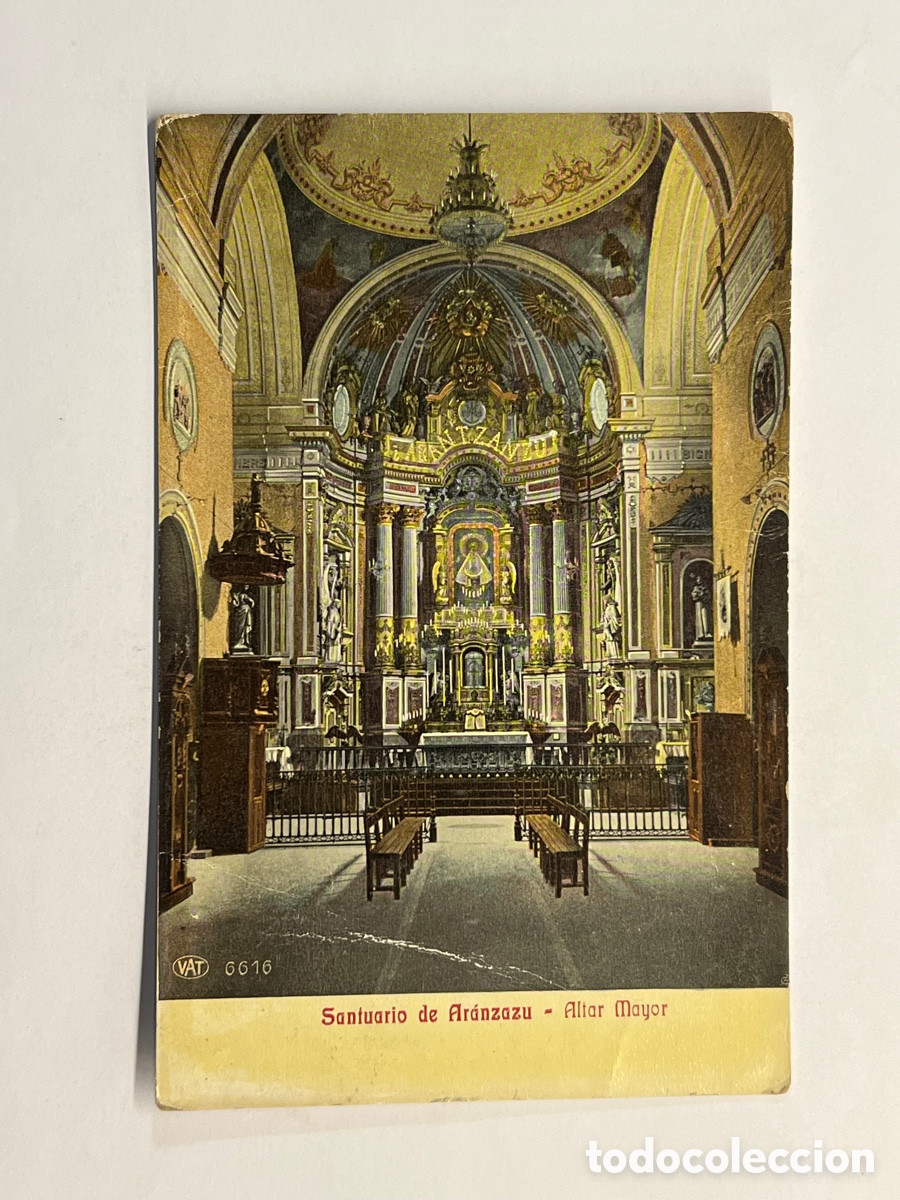Postales: SANTUARIO DE AR&Aacute;NZAZU (Guip&uacute;zcoa) Postal antigua. Altar Mayor.. VAT 6616 (h.1910?) S/C