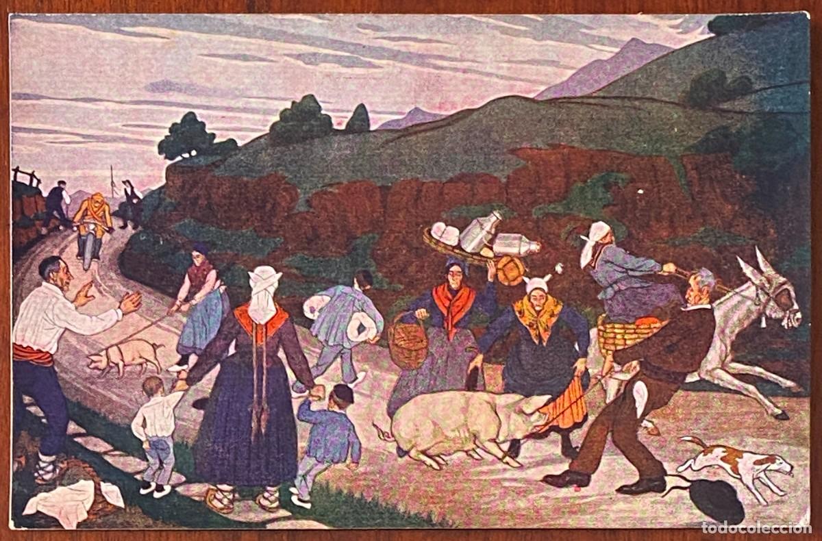 Cartoline: ANTIGUA POSTAL DE TIPOS VASCOS ILUSTRADA, ARRUE, CASA LUX N&ordm; 15, NO CIRCULADA.