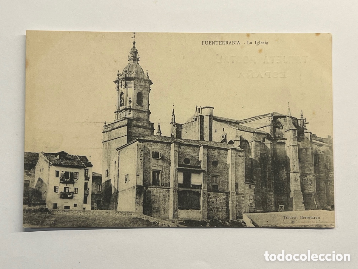 Cartoline: FUENTERRABIA (Guip&uacute;zcoa) Postal La Iglesia.. Edic., Tiburcio Berrotaran (h.1910?) S/C
