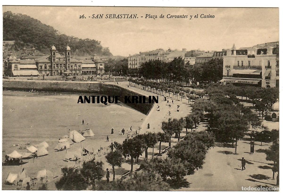 Cartes Postales: SAN SEBASTIAN N&ordm; 26 PLAZA DE CERVANTES Y EL CASINO / EDICION G.G. GALARZA / SIN CIRCULAR