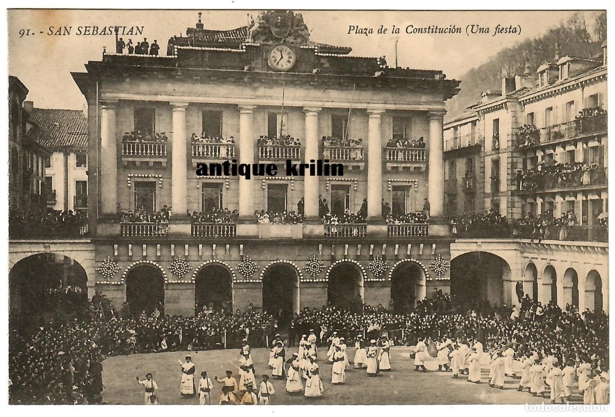 Cartes Postales: SAN SEBASTIAN N&ordm; 91 PLAZA CONSTITUCION - UNA FIESTA / EDICION G.G. GALARZA / SIN CIRCULAR