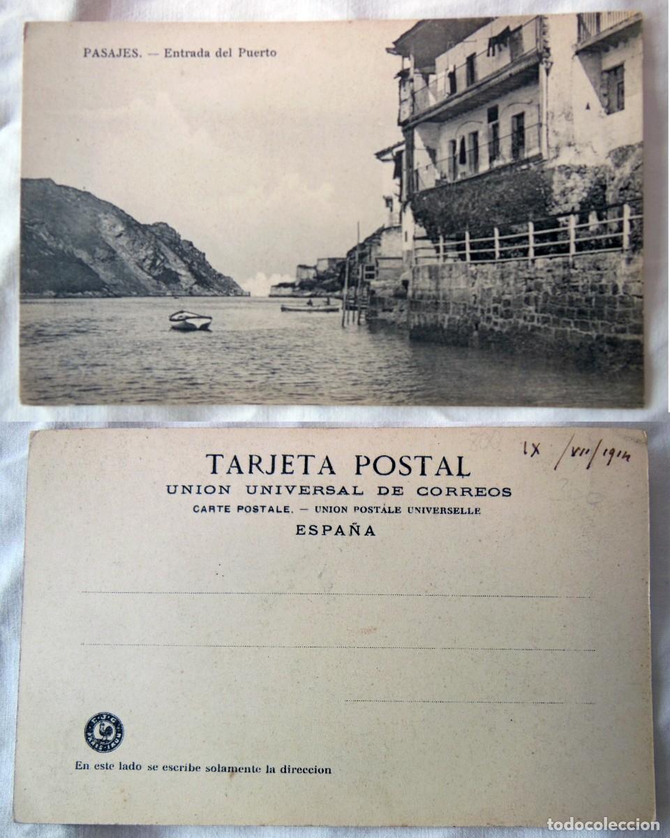 Postales: PASAJES. Entrada del Puerto. 1914 - Foto 1