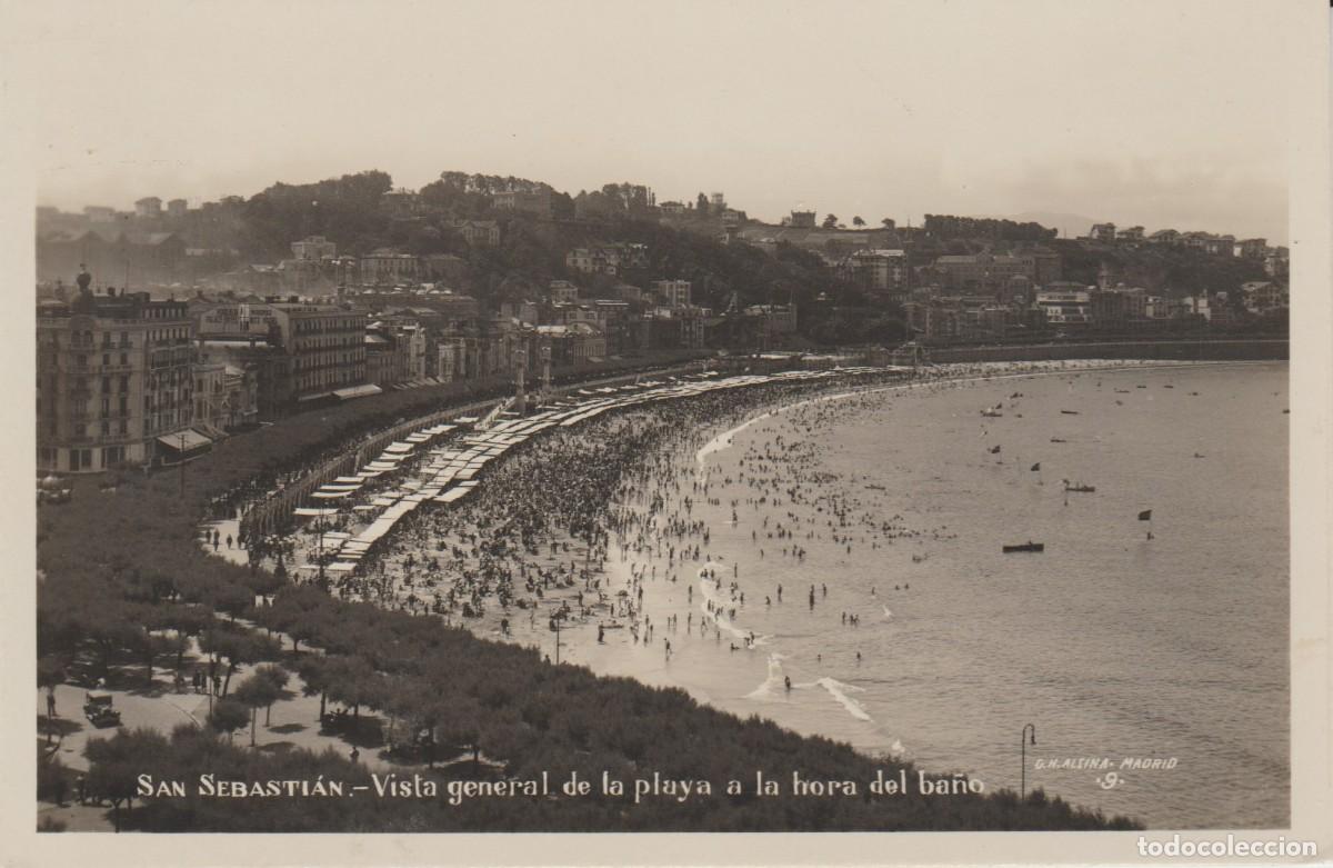 Cartes Postales: SAN SEBASTIAN . VISTA GENERAL DE LA PLAYA A LA HORA DEL BA&Ntilde;O - SIN CIRCULAR .. ED. GH ALSINA 9