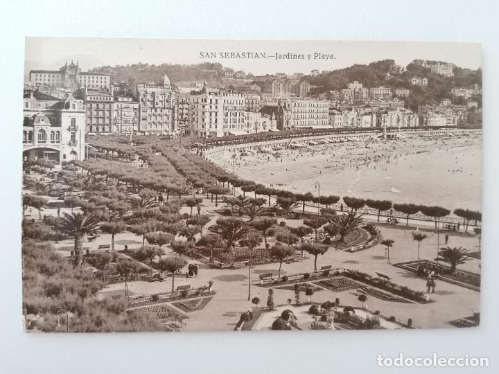 Postcards: POSTAL SAN SEBASTIAN, JARDINES Y PLAYA, FOTO GALARZA