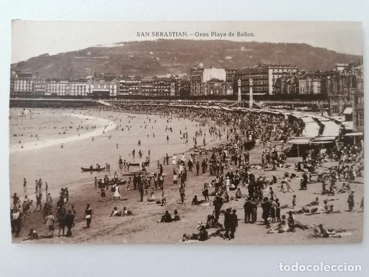 Cartes Postales: POSTAL SAN SEBASTIAN, GRAN PLAYA DE BA&Ntilde;OS, FOTO GALARZA, A&Ntilde;OS 20