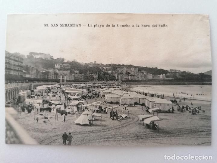Cartes Postales: POSTAL SAN SEBASTIAN, LA PLAYA DE LA CONCHA A LA HORA DEL BA&Ntilde;O, N&ordm; 89, A&Ntilde;OS 20