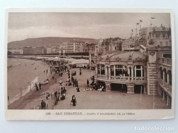 Cartes Postales: POSTAL SAN SEBASTIAN, PLAYA Y BALNEARIO DE LA PERLA, N&ordm; 188, A&Ntilde;OS 20, FOTO GALARZA