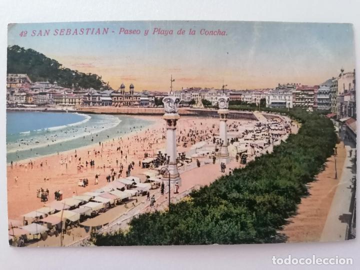 Cartes Postales: POSTAL SAN SEBASTIAN, PASEO Y PLAYA DE LA CONCHA, N&ordm; 42, FOTO GALARZA, COLOREADA