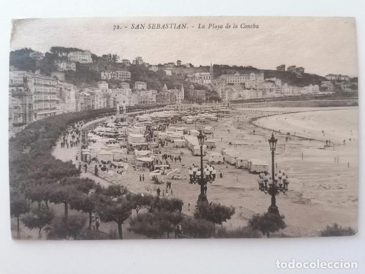 Postales: POSTAL SAN SEBASTIAN, LA PLAYA DE LA CONCHA, N&ordm; 72, FOTO GALARZA, A&Ntilde;OS 20, CIRCULADA