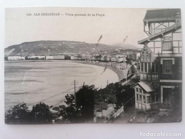 Postales: POSTAL SAN SEBASTIAN, VISTA GENERAL DE LA PLAYA, N&ordm; 146, FOTO MAYOR HERMANOS, A&Ntilde;OS 20, ESCRITA