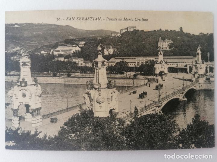 Cartoline: POSTAL SAN SEBASTIAN, PUENTE DE MARIA CRISTINA, N&ordm; 10, A&Ntilde;O 1913, FOTO GALARZA