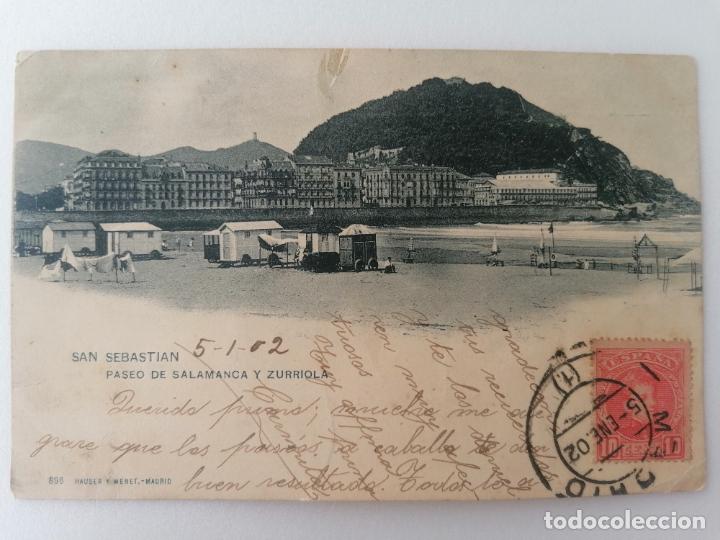 Cartoline: POSTAL SAN SEBASTIAN, PASEO DE SALAMANCA Y ZURRIOLA, N&ordm; 180, FOTOTIPIA HAUSER Y MENET, A&Ntilde;O 1902