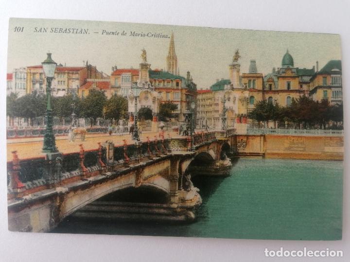 Cartoline: POSTAL SAN SEBASTIAN, PUENTE DE MARIA CRISTINA, N&ordm; 101, FOTO GALARZA, COLOREADA