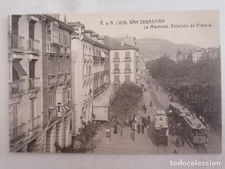 Postales: POSTAL SAN SEBASTIAN, LA ALAMEDA, ESTACION DE FRANCIA, FOTOTIPIA CASTA&Ntilde;EIRA Y ALVAREZ-MADRID N&ordm; 826