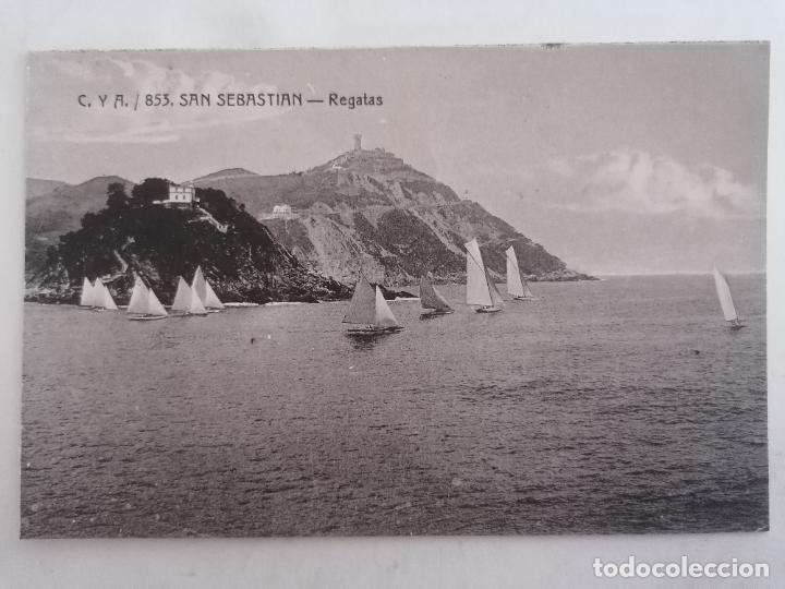 Postales: POSTAL SAN SEBASTIAN, REGATAS, FOTOTIPIA CASTA&Ntilde;EIRA Y ALVAREZ-MADRID N&ordm; 853