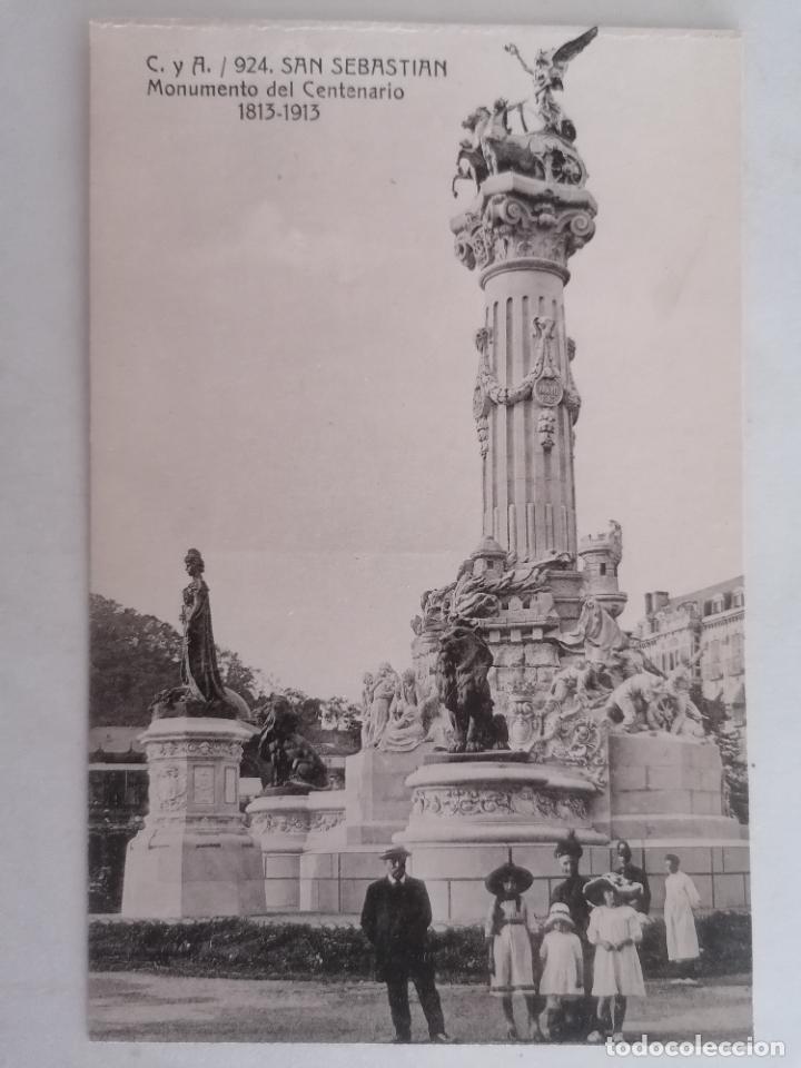 Postales: POSTAL SAN SEBASTIAN, MONUMENTO DEL CENTENARIO, FOTOTIPIA CASTA&Ntilde;EIRA Y ALVAREZ-MADRID N&ordm; 924