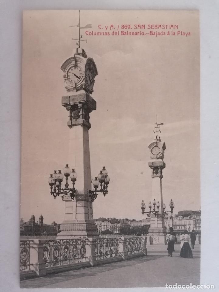 Postales: POSTAL SAN SEBASTIAN, COLUMNAS DEL BALNEARIO, FOTOTIPIA CASTA&Ntilde;EIRA Y ALVAREZ-MADRID N&ordm; 869