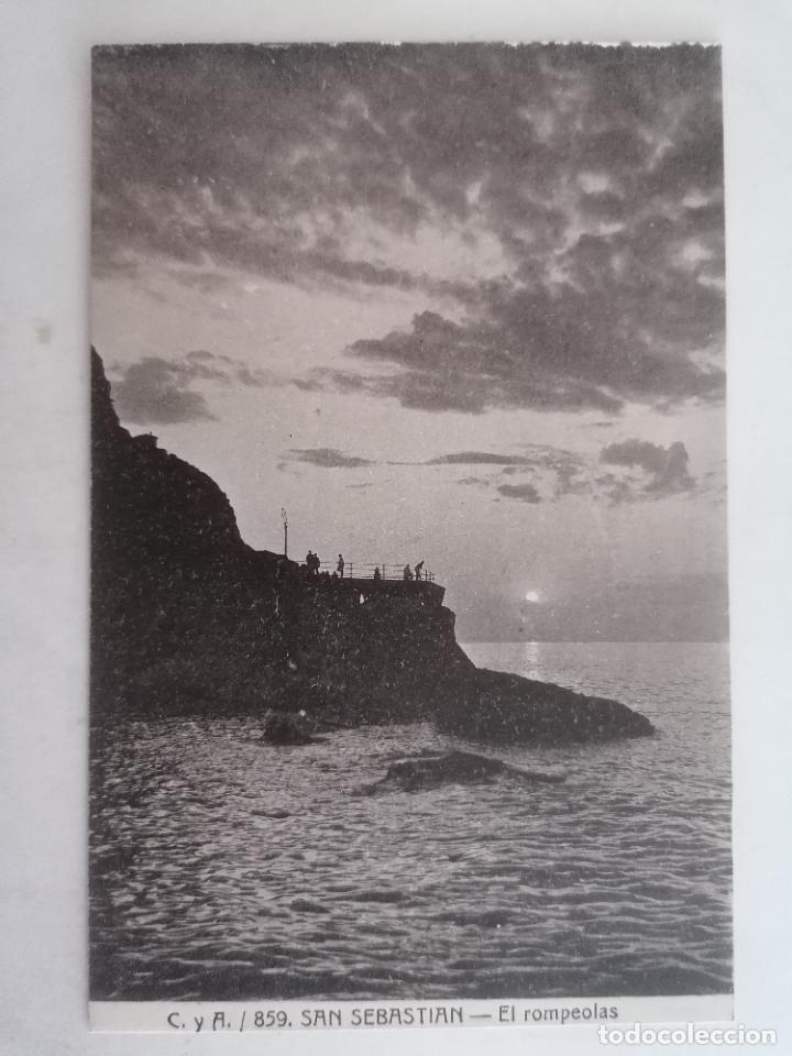 Postales: POSTAL SAN SEBASTIAN, EL ROMPEOLAS, FOTOTIPIA CASTA&Ntilde;EIRA Y ALVAREZ-MADRID, N&ordm; 859