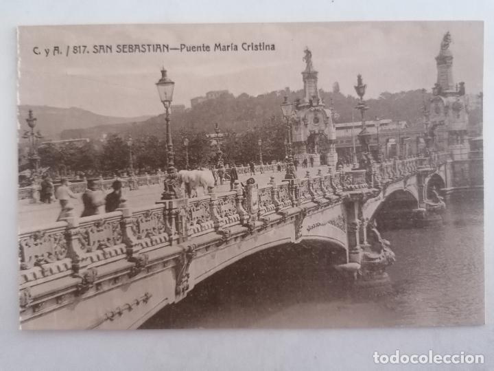 Postales: POSTAL SAN SEBASTIAN, PUENTE MARIA CRISTINA, FOTOTIPIA CASTA&Ntilde;EIRA Y ALVAREZ-MADRID, N&ordm; 817