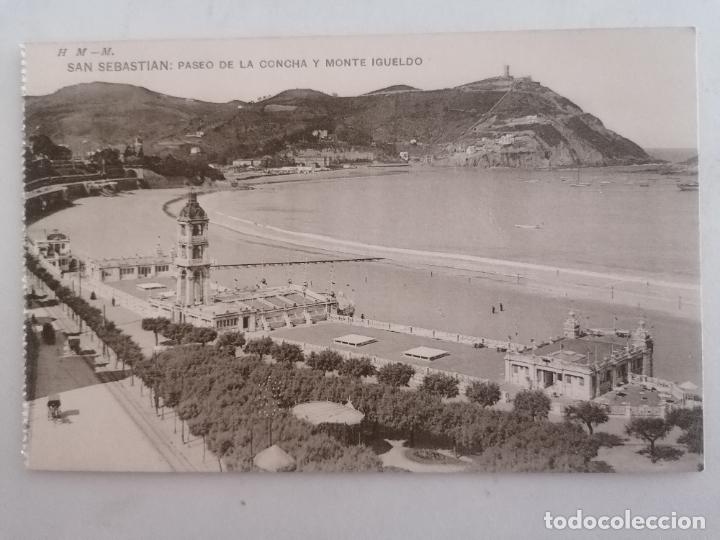 Postales: POSTAL SAN SEBASTIAN, PASEO DE LA CONCHA Y MONTE IGUELDO, EDITOR HAUSER Y MENET-MADRID, SIN CIRCULAR