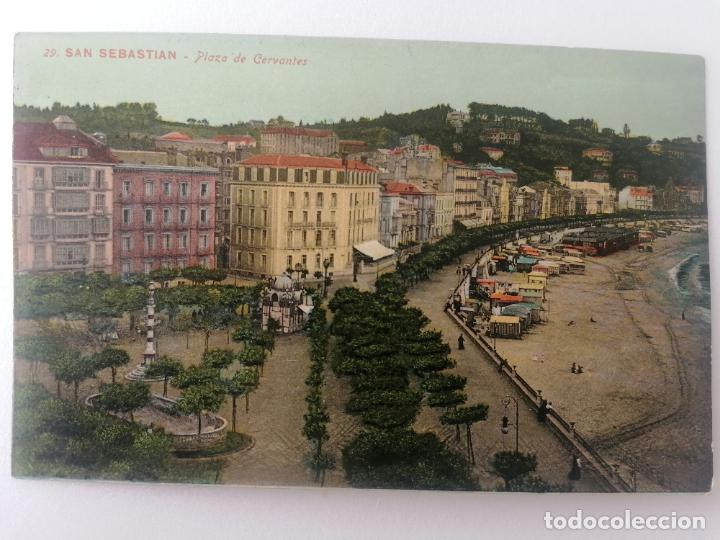 Postkarten: POSTAL SAN SEBASTIAN, PLAZA DE CERVANTES, EDITOR AYANI, N&ordm; 29, SIN CIRCULAR, COLOREADA