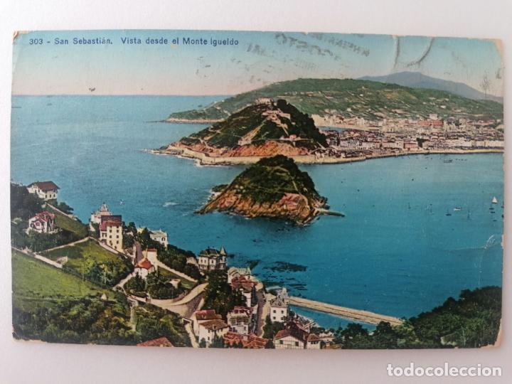Postkarten: POSTAL SAN SEBASTIAN, VISTA GENERAL DESDE EL MONTE IGUELDO, CIRCULADA 1926, COLOREADA