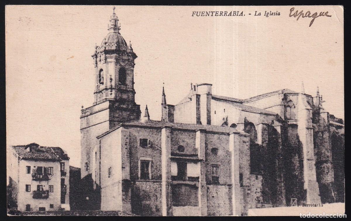 Postales: Fuenterrabia. *La iglesia* Circulada 1929. - Foto 1
