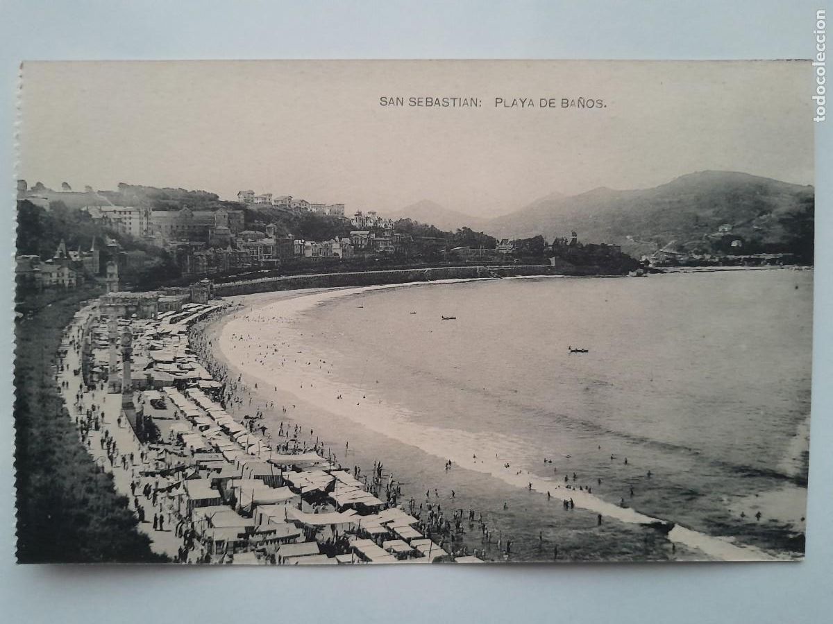 Postales: ANTIGUA POSTAL SAN SEBASTIAN PLAYA DE BA&Ntilde;OS RV 1954