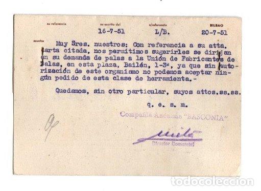 Postales: TARJETA POSTAL BASCONIA. BILBAO 1951 - Foto 2