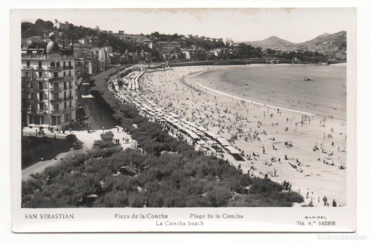 Postales: San Sebasti&aacute;n- Playa de la Concha-sin circular- - Foto 1