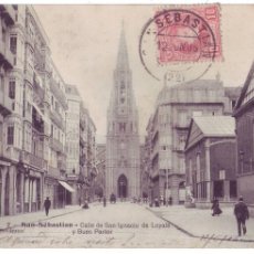 Postales: SAN SEBASTIÁN: CALLE DE SAN IGNACIO DE LOYOLA Y BUEN PASTOR. L. BOSQ. EDIT. CIRCULADA (1906)