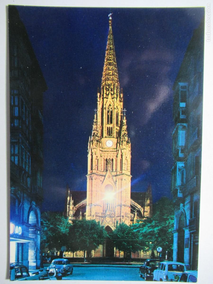 Postales: San Sebasti&aacute;n - Catedral iluminada - Foto 1