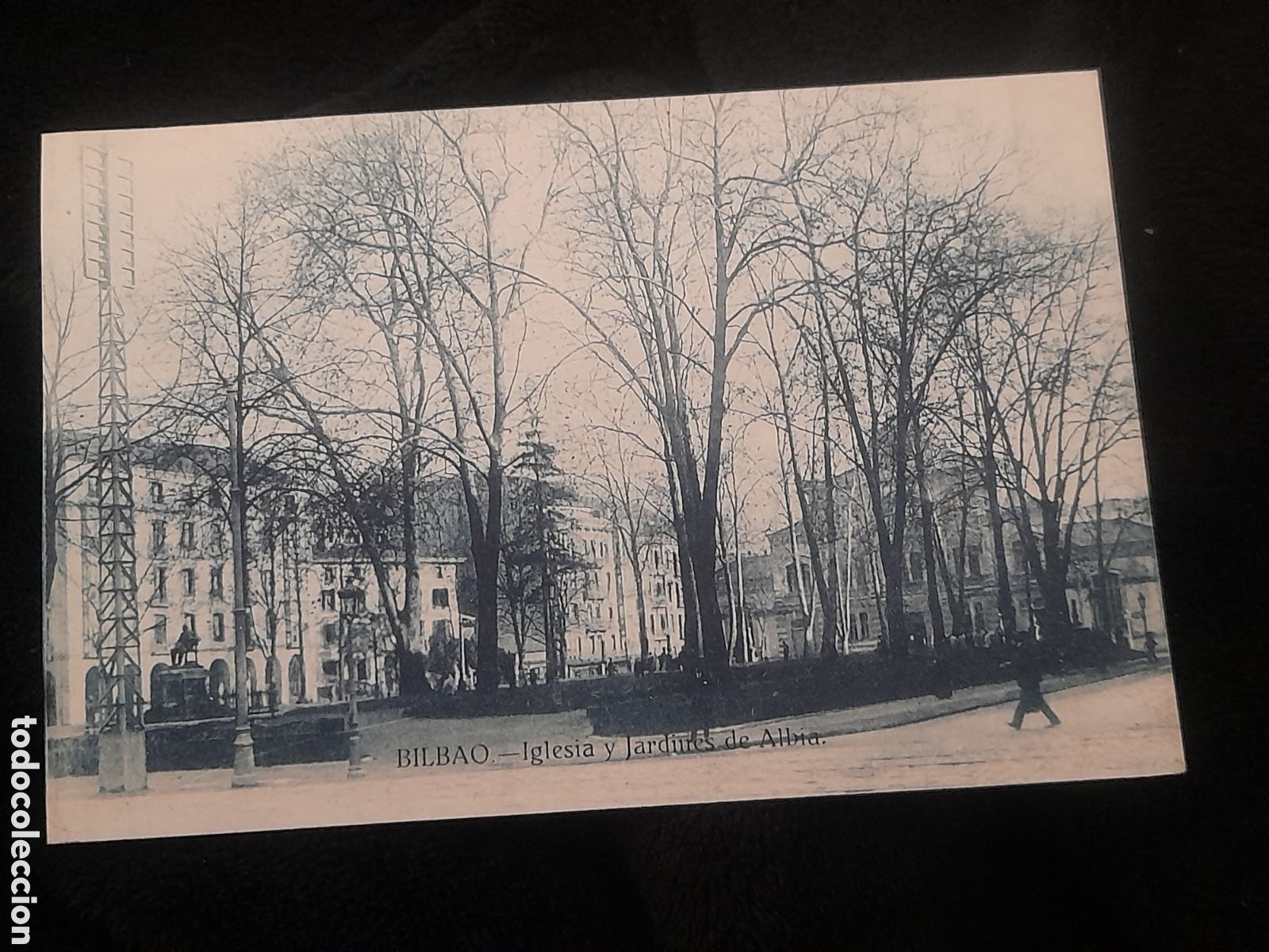 Postales: Antigua postal fotogr&aacute;fica, Iglesia y jardines de Albia, sellada y Matasellada
