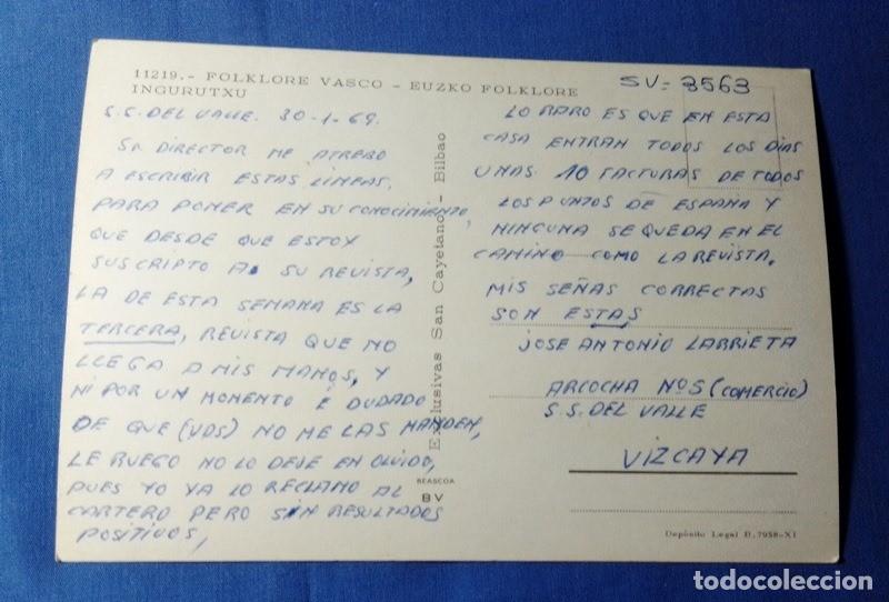 Postales: postal Folklore Vasco Ingurutxu escrita - Foto 2