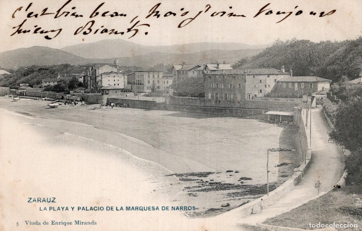 Postales: ZARAUZ. LA PLAYA Y PALACIO MARQUESA - Foto 1