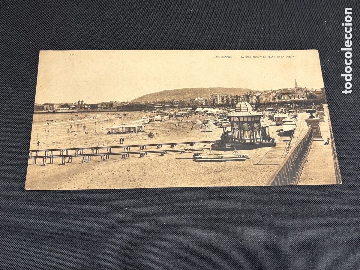 Postales: Postal gran formato rara. ND fot San Sebasti&aacute;n Casa Real y playa Concha. 5180. 14x28 cm.