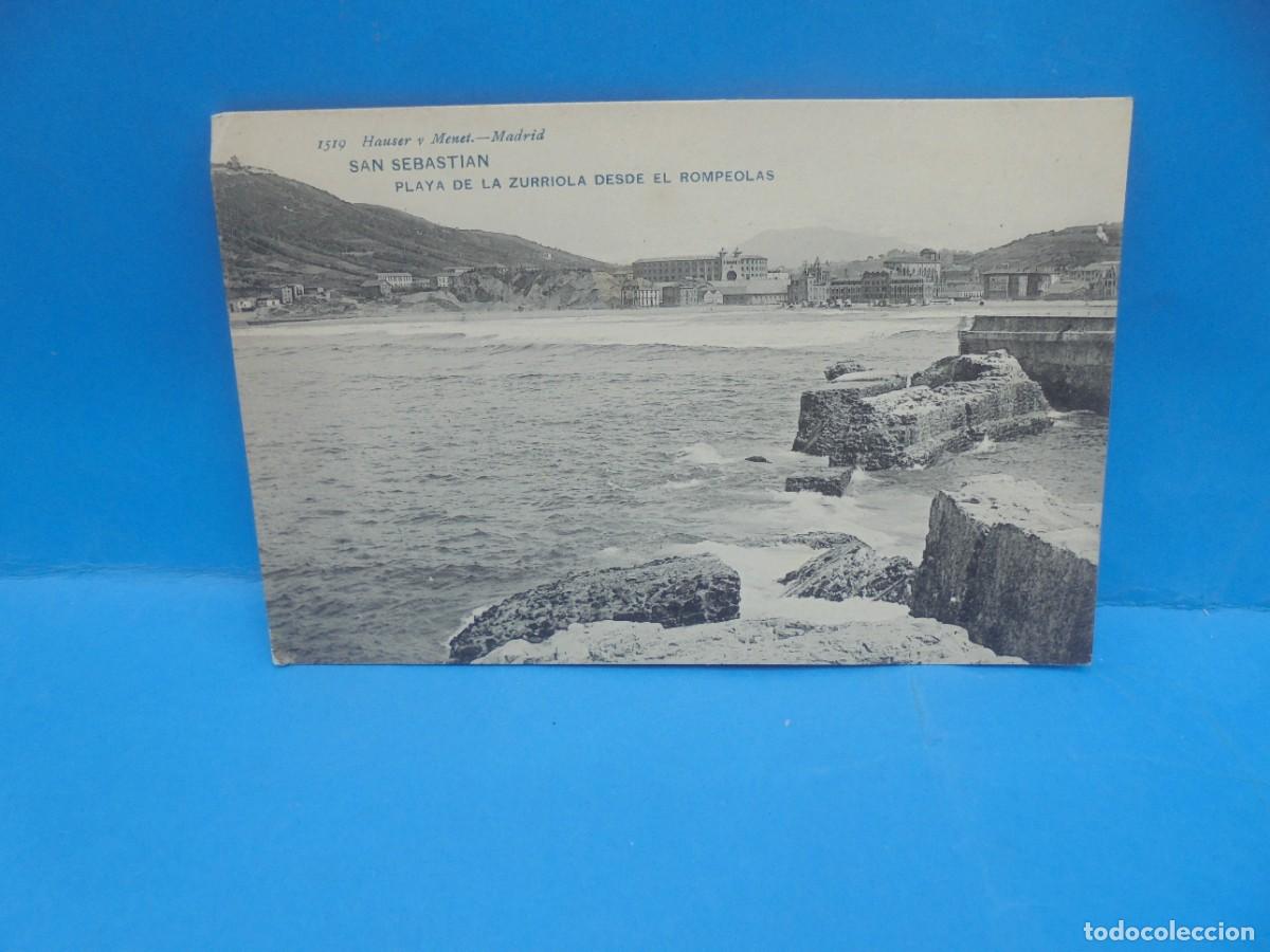 Postcards: TARJETA POSTAL. SAN SEBASTIAN. PLAYA DE LA ZURRIOLA DESDE EL ROMPEOLAS.