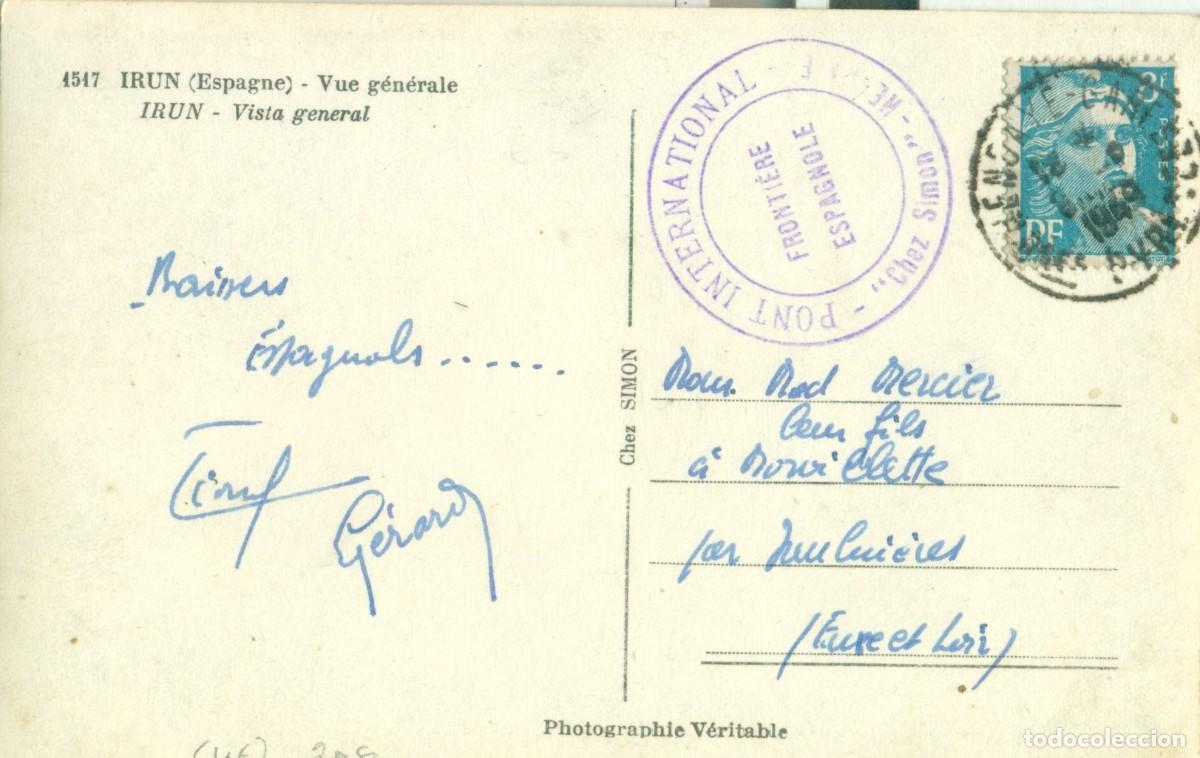 Postales: IRUN. VISTA GENERAL. CIRCULADA EN 1949. - Foto 2