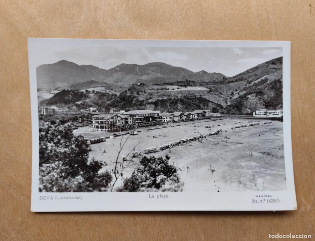 Postales: Postal antigua de Deva: La playa. Manipel. Matasellos Deva- Guip&uacute;zcoa - Foto 1