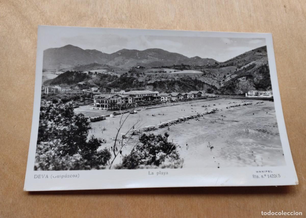 Postales: Postal antigua de Deva: La playa. Manipel. Matasellos Deva- Guip&uacute;zcoa - Foto 2