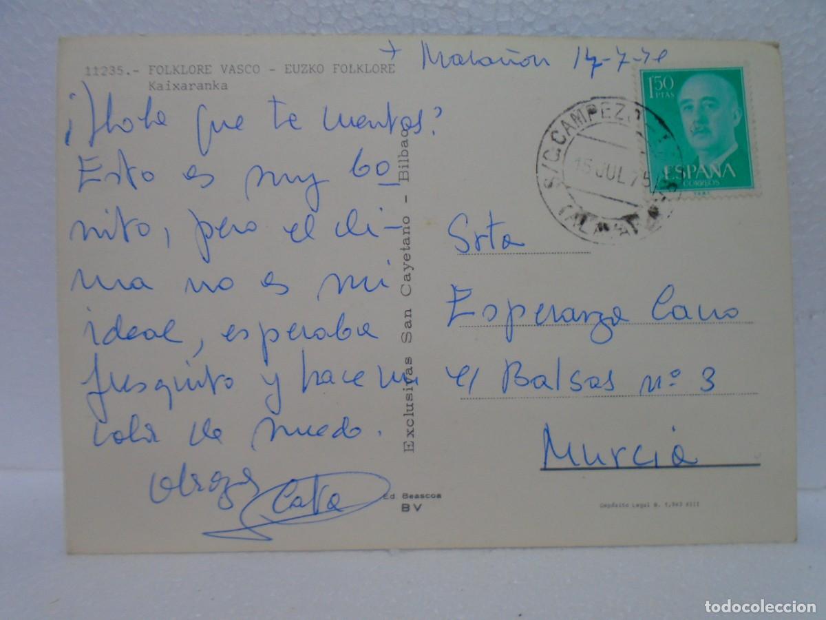 Postales: EUZKO FOLKLORE-FOLKLORE VASCO-CIRCULADA 1975. - Foto 2