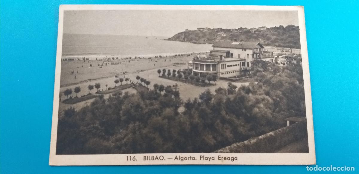 Postales: antigua postal de Bilbao. ALGORTA. Playa Ereaga. # 116 - Foto 1