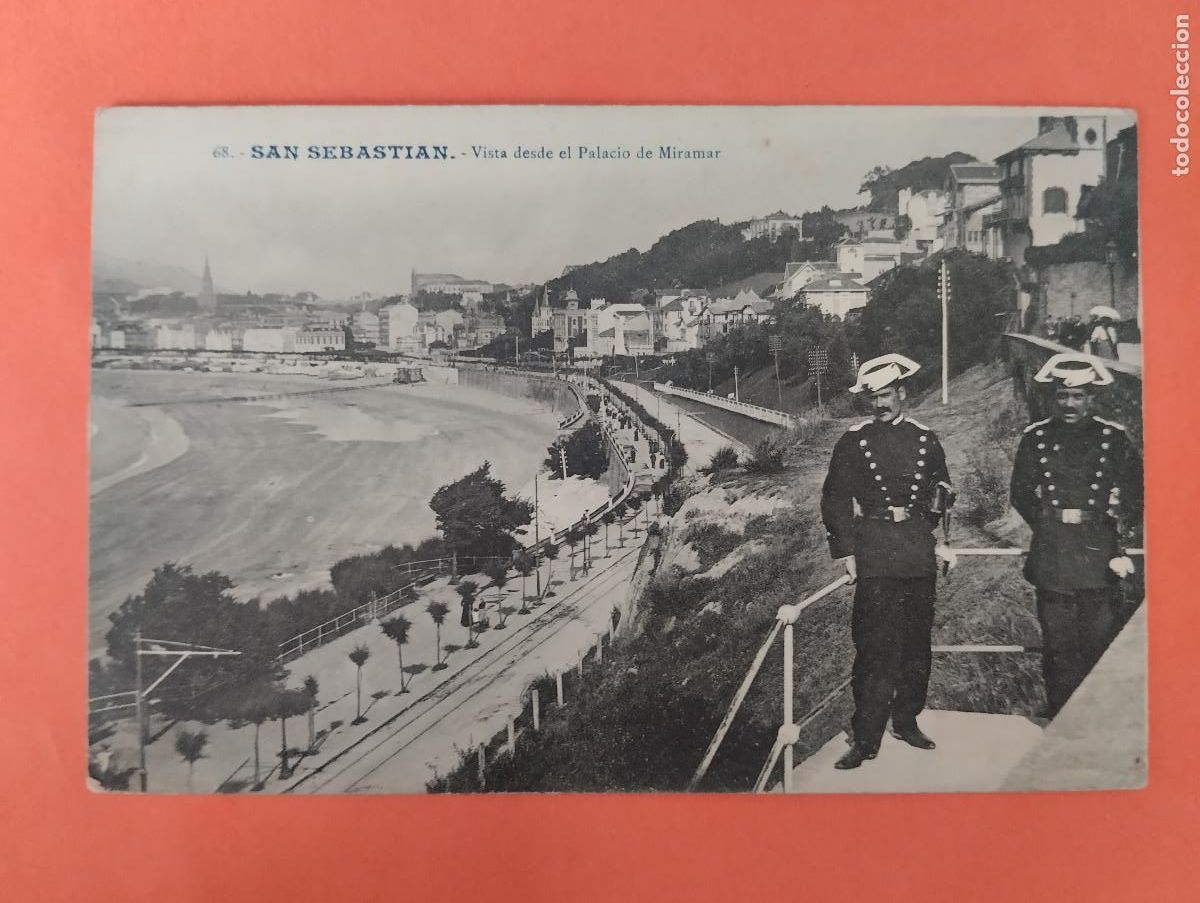 Postcards: SAN SEBASTIAN. VISTA DESDE EL PALACIO DE MIRAMAR- ..GUARDIA CIVIL...