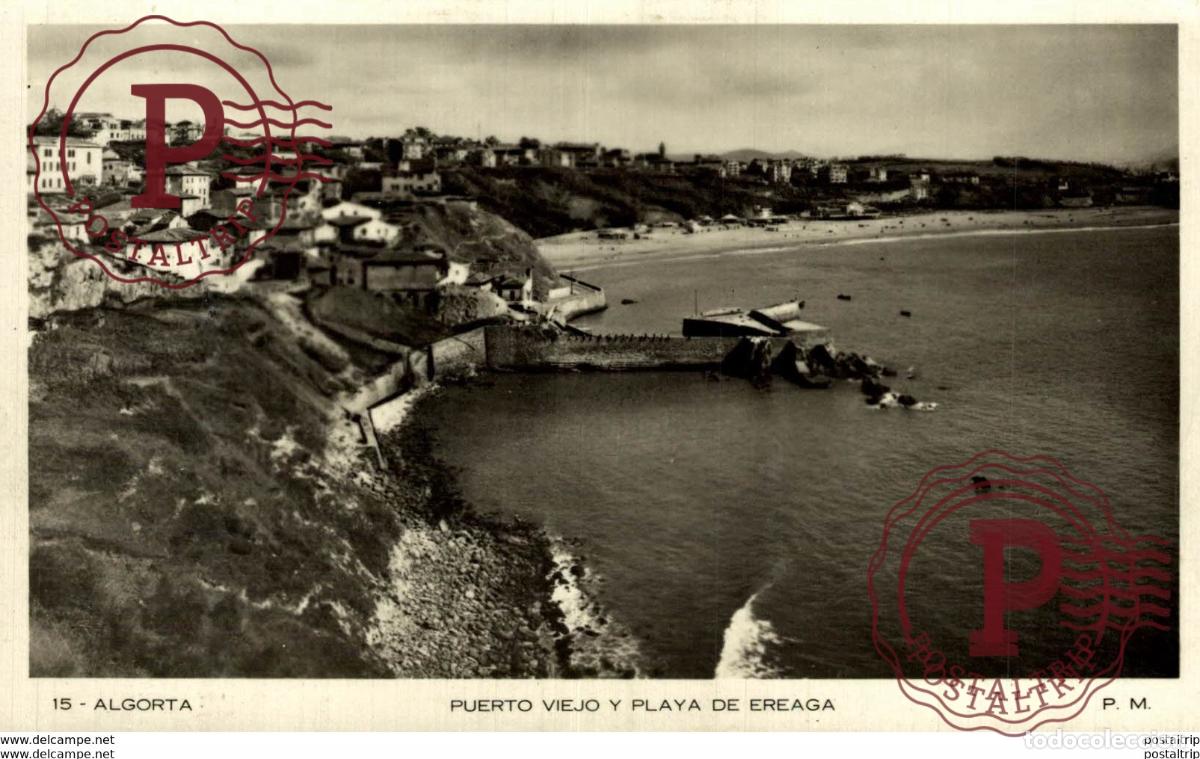 Postales: ALGORTA PUERTO VIEJO Y PLAYA DE EREAGA - Foto 1