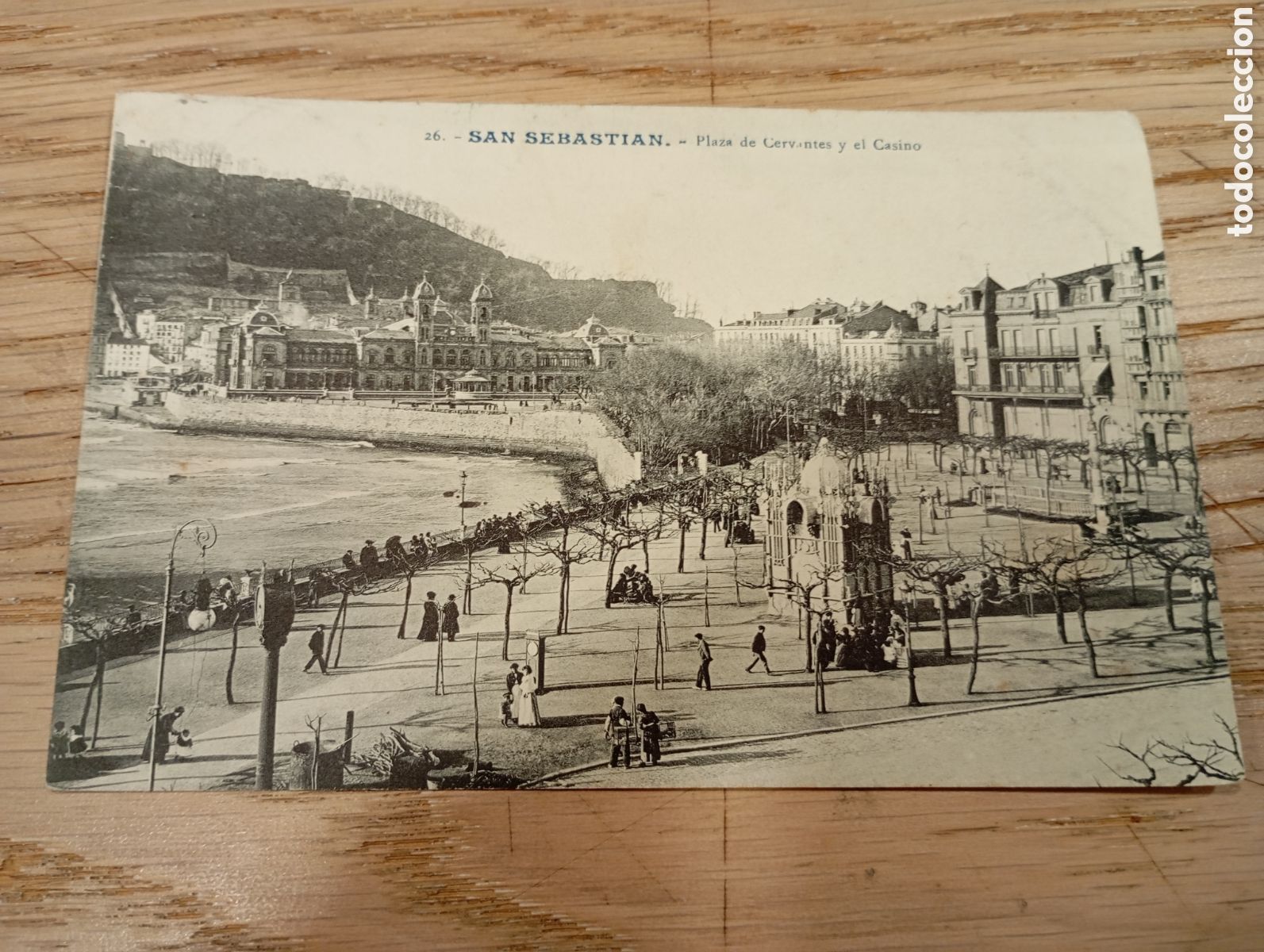 Postales: SAN SEBASTI&Aacute;N (GUIP&Uacute;ZCOA) - PLAZA DE CERVANTES Y EL CASINO - EDICI&Oacute;N G. G. GALARZA - CLICH&Eacute; GONZ&Aacute;LEZ