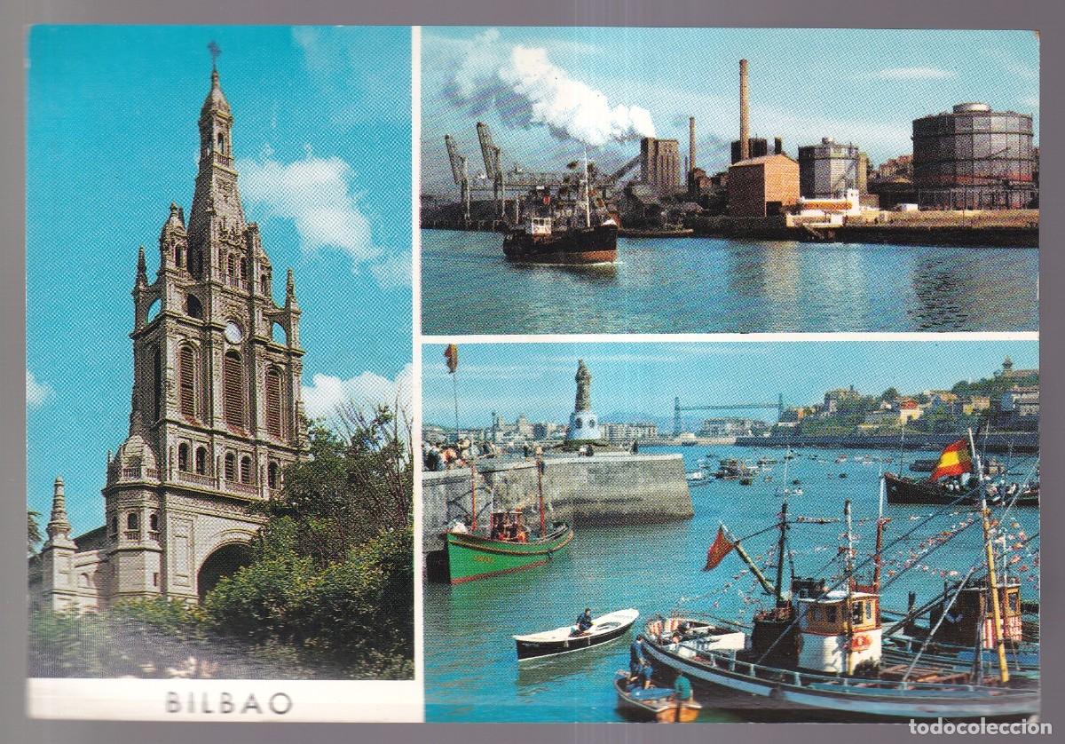 Postales: Bilbao-Bilbo. *Bellezas...* Ed. G. Garrabella-SRC n&ordm; 51. Escrita. L&iacute;neas blancas.